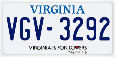 VA license plate VGV3292