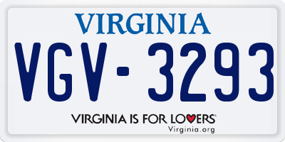 VA license plate VGV3293
