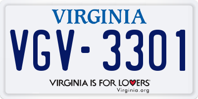VA license plate VGV3301