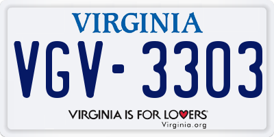 VA license plate VGV3303