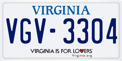 VA license plate VGV3304