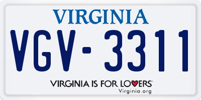 VA license plate VGV3311