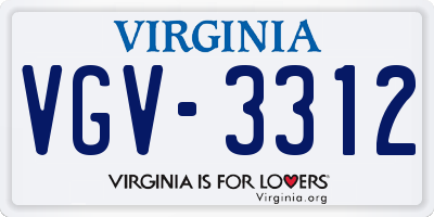 VA license plate VGV3312