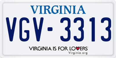 VA license plate VGV3313