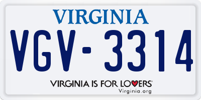 VA license plate VGV3314