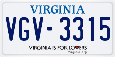 VA license plate VGV3315