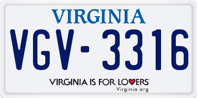 VA license plate VGV3316