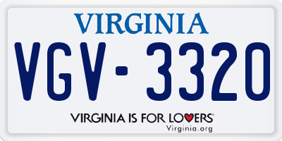 VA license plate VGV3320