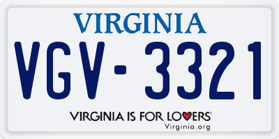 VA license plate VGV3321