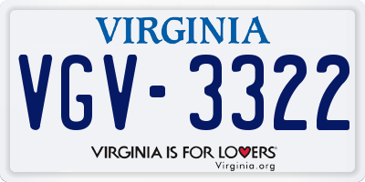 VA license plate VGV3322