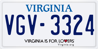 VA license plate VGV3324