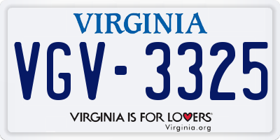 VA license plate VGV3325