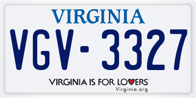 VA license plate VGV3327