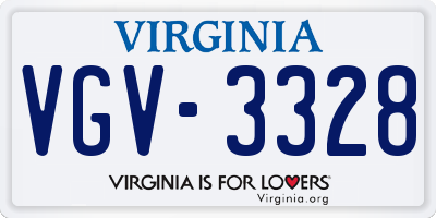 VA license plate VGV3328