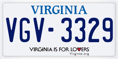 VA license plate VGV3329