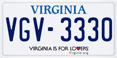 VA license plate VGV3330