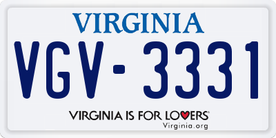 VA license plate VGV3331