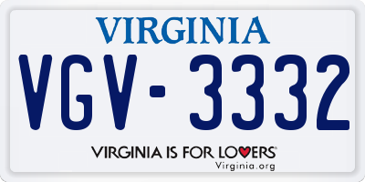 VA license plate VGV3332