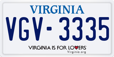 VA license plate VGV3335