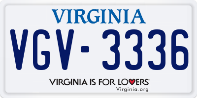 VA license plate VGV3336