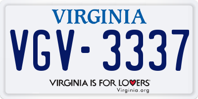 VA license plate VGV3337