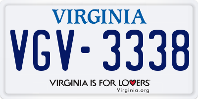 VA license plate VGV3338