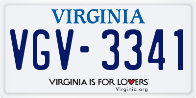 VA license plate VGV3341