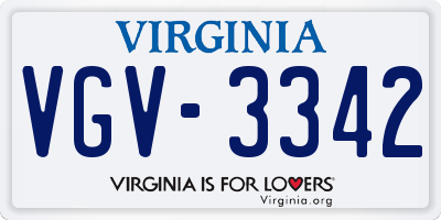 VA license plate VGV3342