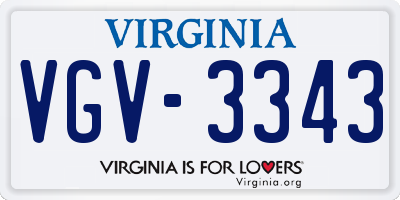 VA license plate VGV3343
