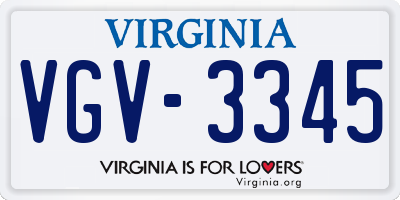VA license plate VGV3345