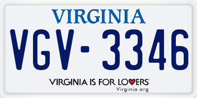 VA license plate VGV3346