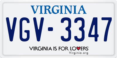 VA license plate VGV3347