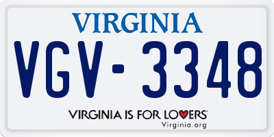 VA license plate VGV3348
