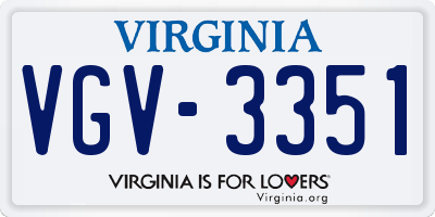 VA license plate VGV3351