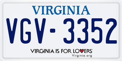 VA license plate VGV3352