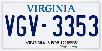 VA license plate VGV3353