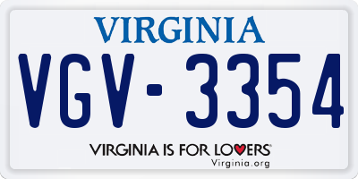 VA license plate VGV3354