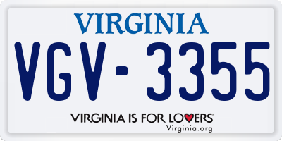 VA license plate VGV3355
