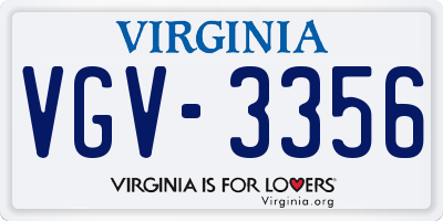 VA license plate VGV3356