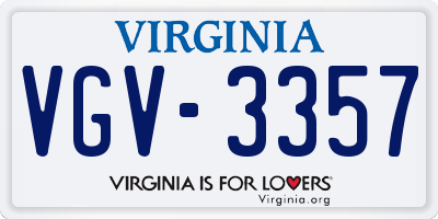 VA license plate VGV3357