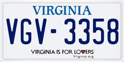 VA license plate VGV3358