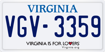 VA license plate VGV3359