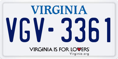 VA license plate VGV3361