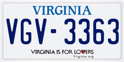 VA license plate VGV3363