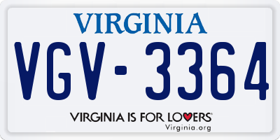 VA license plate VGV3364