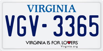 VA license plate VGV3365