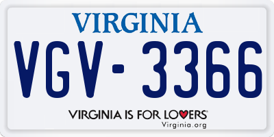 VA license plate VGV3366