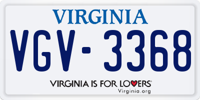 VA license plate VGV3368