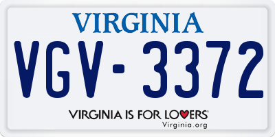 VA license plate VGV3372