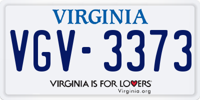 VA license plate VGV3373